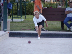 Jill takes her shot at bocce