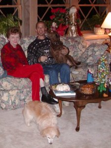 Pat, Bob and Hattie pose for a holiday photo