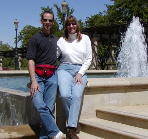 Bob and I in the courtyard of the Niebaum-Coppola winery