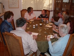 The family enjoying dessert