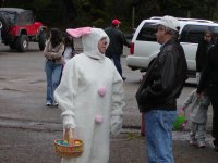 Lion Rick chatting with the Easter bunny