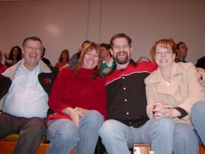 Dad, me, Bryan and Allison at the game