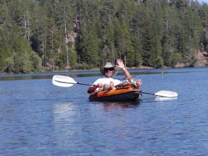 Ted fishing from a kayak on Letts Lake