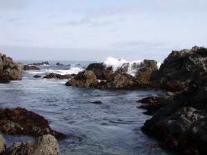 Waves crashing over rock at MacKerricher State Park