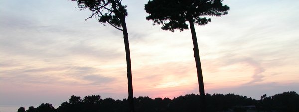 Sunset over Van Damme State Park beach