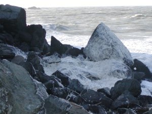 Seafoam billowing in the wind