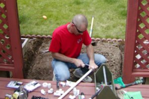 Bob working on irrigation