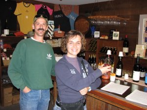 Bob and Patrizia tasting some California vino