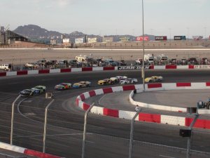 Super Late Models rounding turn 3