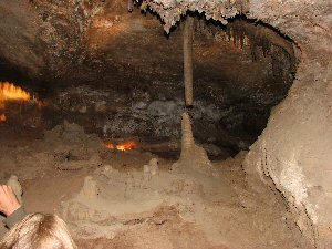 Stalagtite and stalagmite inside Cave of the Winds