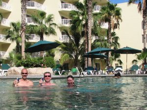 Bob, Rob and I enjoying the upper pool