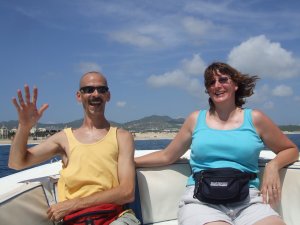 Bob and I on the parasailing boat