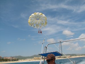 Rob and Mary parasailing