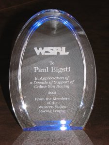 Appreciation plaque for Paul Eigsti