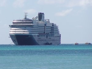 The ms Oosterdam and some of its tenders