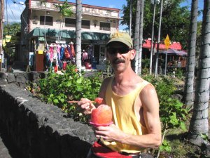 Bob enjoying a shaved ice