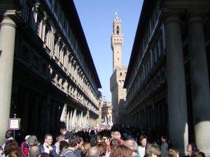 Crowded shopping district in Florence