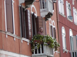 Al on his hotel balcony facing the Gand Canal