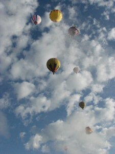 Hot air balloons aloft