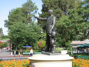 Bronze statue of Walt Disney and Mickey Mouse