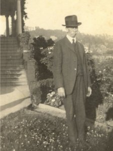 Warren Gardner outside his Berkeley, California, home (date unknown)