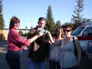 Trish, Bryan, Dena and Tammy toasting with jello shots