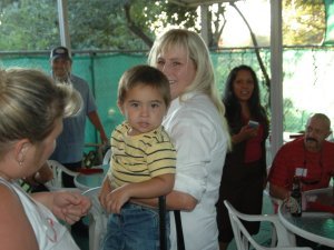 Sarah with her son, Felix