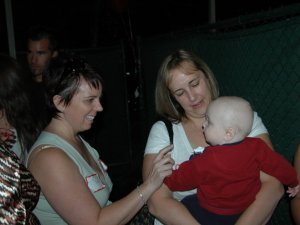 Tammy visiting with Jackie and her son, Jase
