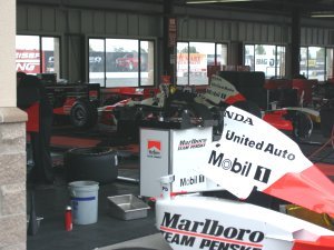 Team Marlboro's stall in the garage