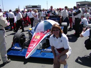 Posing in front of Danica Patrick's car